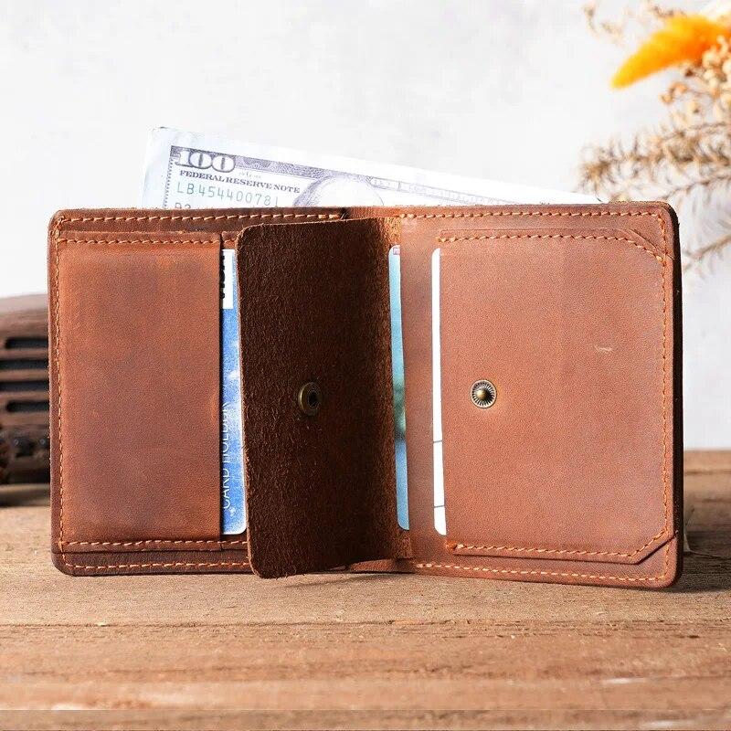 Handgefertigte Geldbörse aus Vollnarbenleder mit Münzfach für Männer, reines Leder, Brieftasche aus Rindsleder, beste Geldbörse für Männer