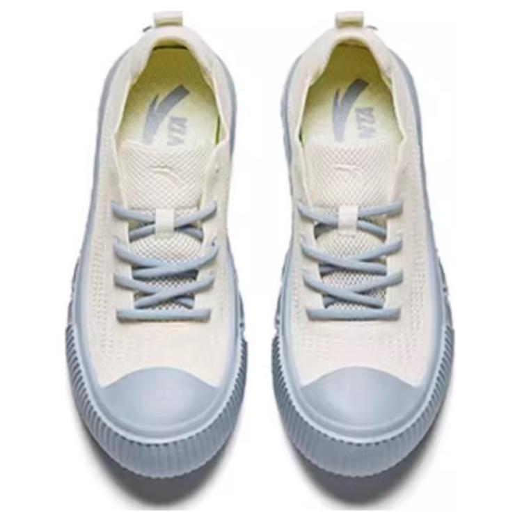 New Anta Flyknit Durable Breathable Low Top Skateboard Shoes Women's White Blue 122428014-2