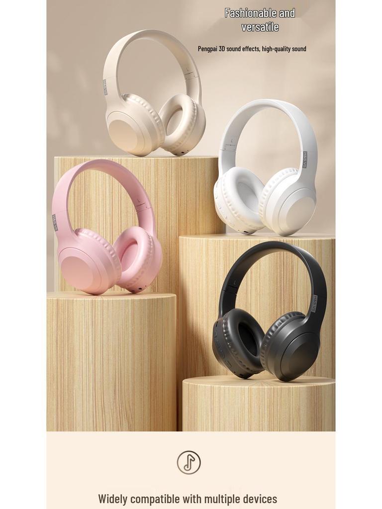 V5 Bluetooth 5.3 Over-Ear Headphones: Wireless/Wired with Microphone, Card Slot, Music & Gaming Compatibility