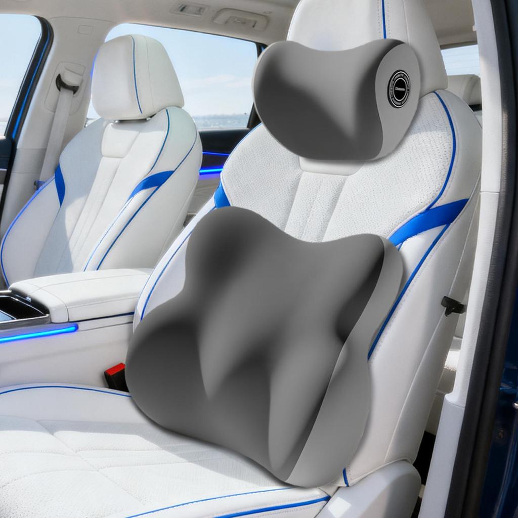 Car Seat Lumbar Support Memory Foam Ergonomic Auto Accessories Car Neck Pillow Kit For Vehicle Truck Travel Trip Commuting Daily