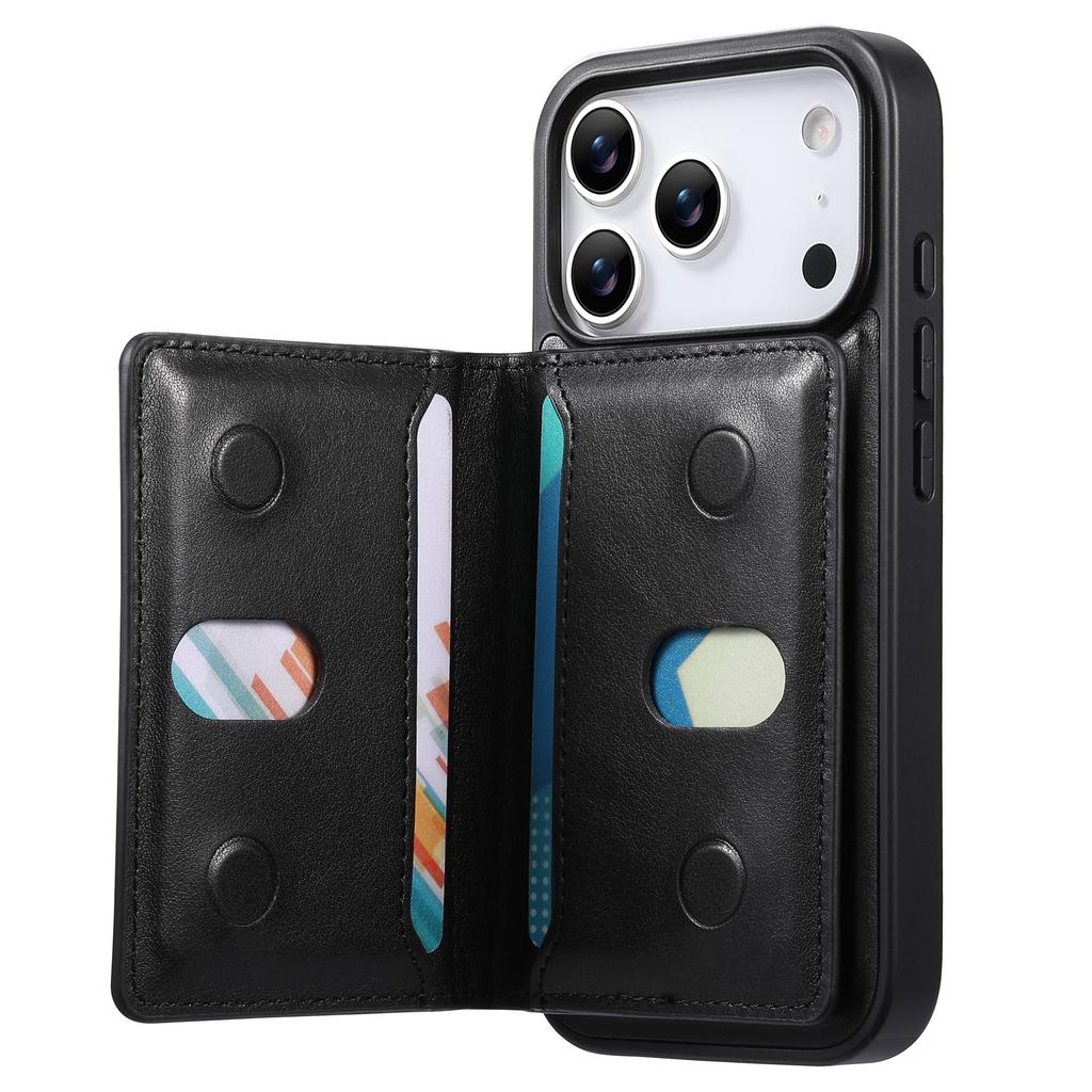 CASENEO For iPhone 17 Pro Detachable Magnetic Phone Case with Card Holder Kickstand TPU PU Leather PC Phone Cover Compatible with MagSafe