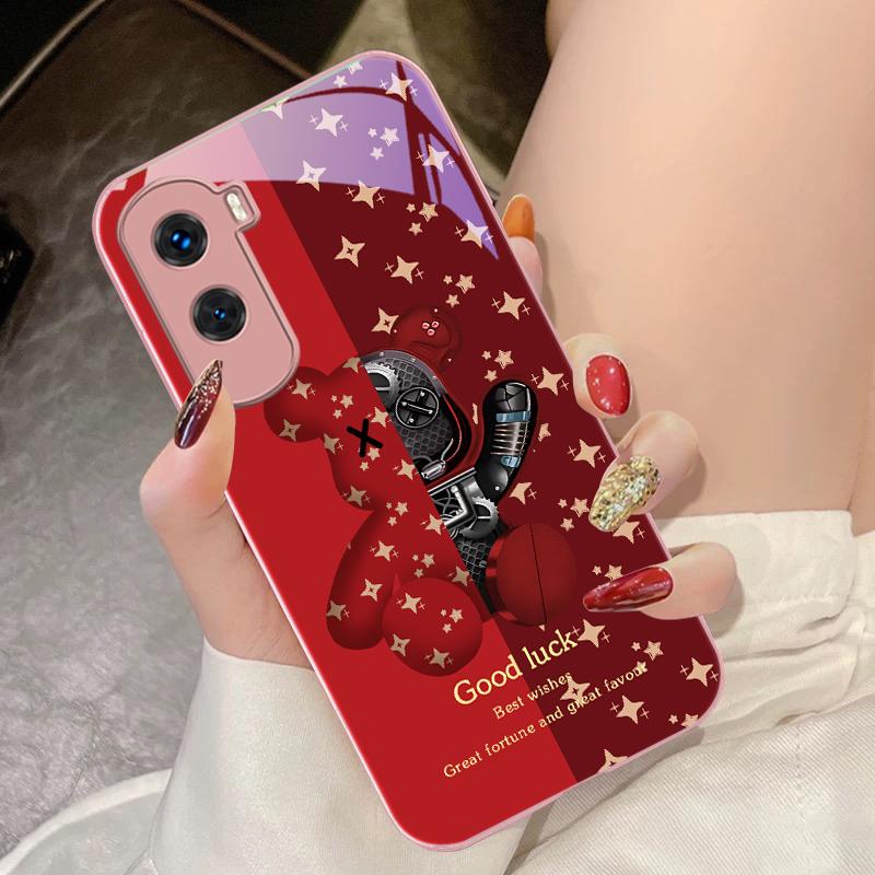 Brown Machine Bear For Honor 200 90 8X 9X Pro Lite P50 P40 Nova 10 11i P60 Magic4 6 Mate 20 50 Tempered Glass Phone Case
