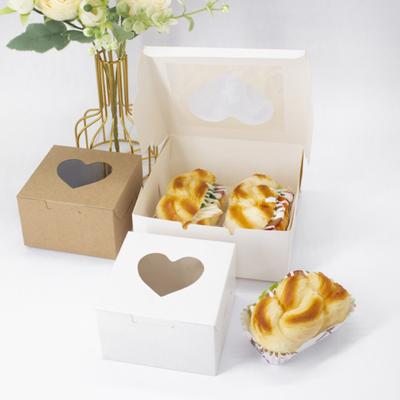 10Pcs Cupcake Box Visible Food Grade Mini Individual Cake Packing Case with Heart Shaped Window Kitchen Tool