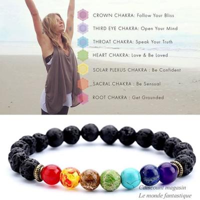 Armband - 7 Chakra - Naturstein - 8mm - Elastisch - Frau