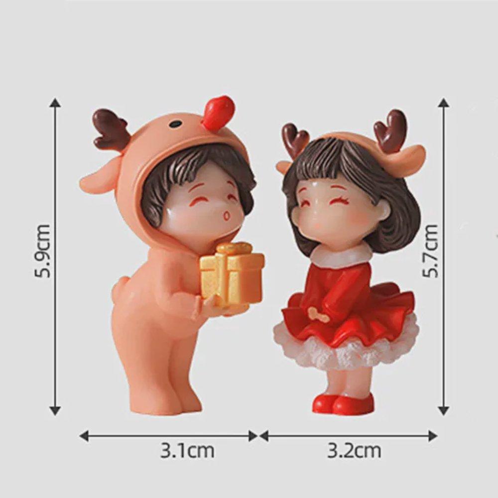 8pcs Miniature Christmas Figurine Set Christmas Decoration Fairy Snowman Santa Claus Miniature Figurines Xmas Gifts DIY Home Decor