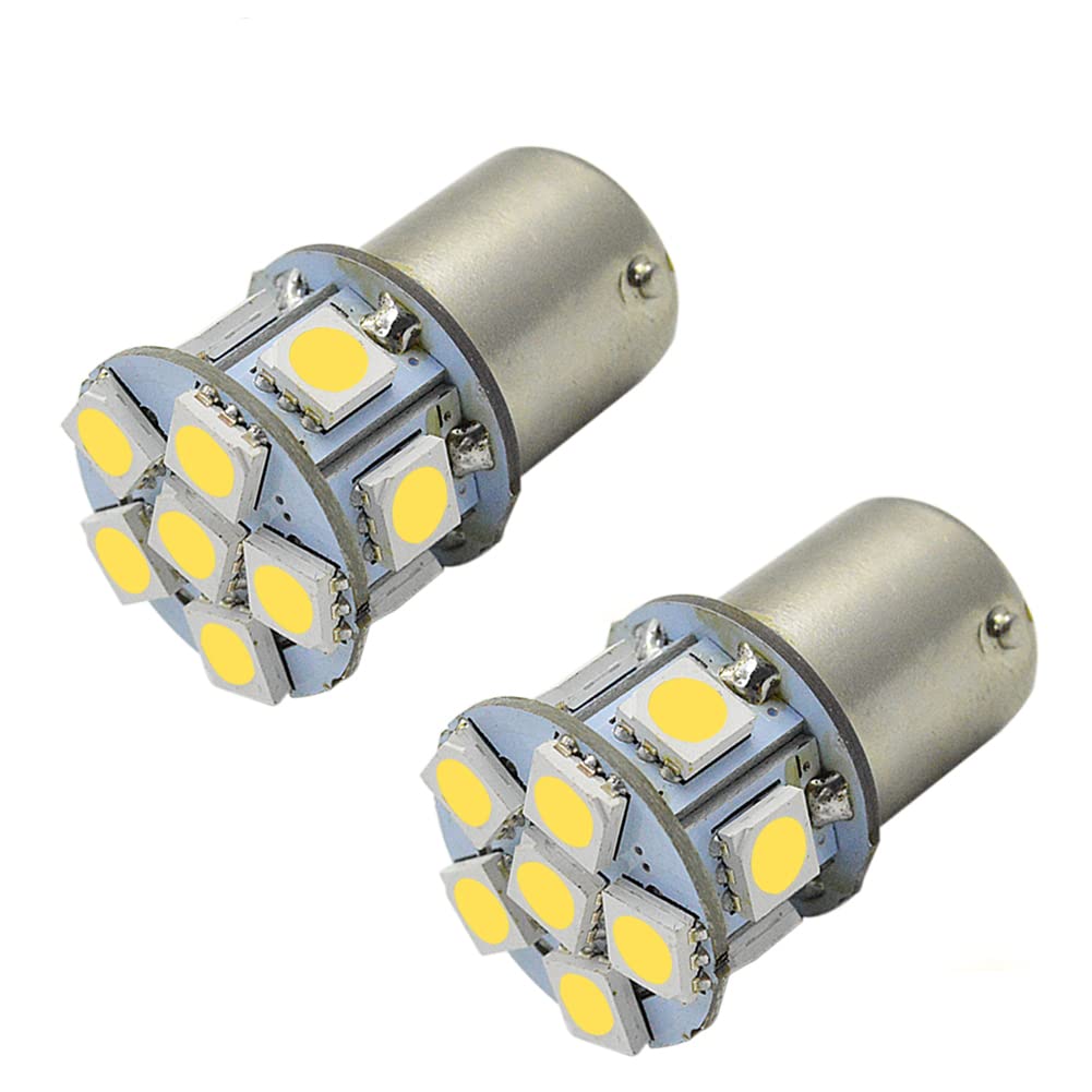 Ruiandsion 2ks 6V S25 1157 BAY15D LED žárovka Offsetové kolíky 180° 5050 12SMD Zadní světlo Brzdové světlo, Bílá 6000K
