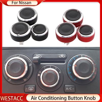 3Pcs/set Aluminum Alloy Car Air Condition Knob AC Button Knob for Nissan TIIDA NV200 LIVINA 04-10 Geniss Sylphy 2012