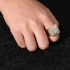 Popular Square Shape Ring Bling Iced Out Zircon Ring Hip Hop Men's Unisex Brass Gold Plated CZ Engagement Wedding Eternity Rings