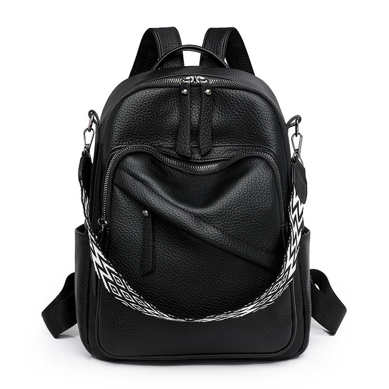 2025 new retro versatile backpack women's soft leather college student premium texture travel backpack shoulder bag