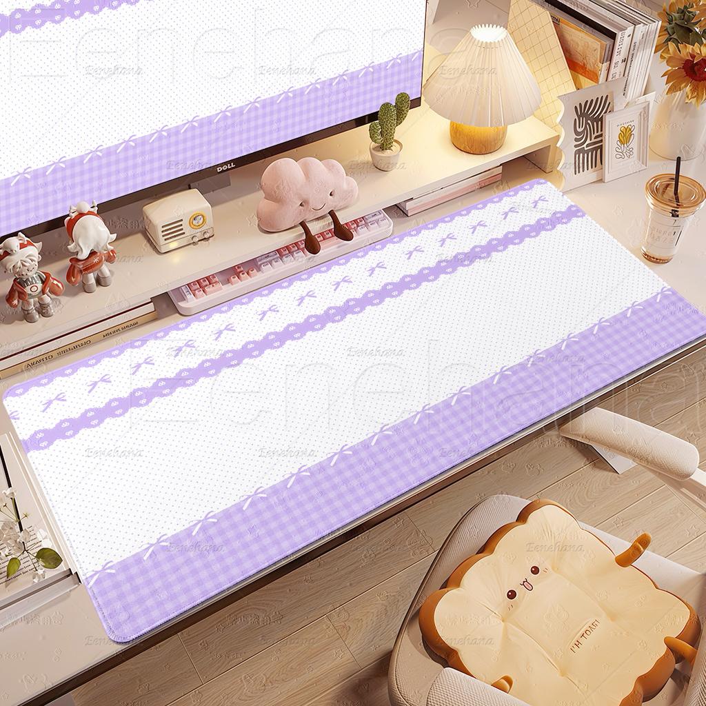 Ins Love Heart Pink Mouse Pad Large Gaming Bow Grid XXL Minimalist Nonslip Office Accessories Gamer Laptop Keyboard HD DeskMats
