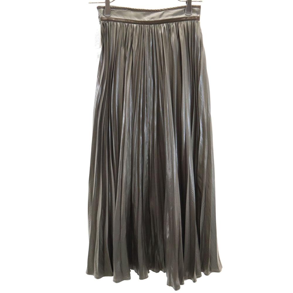 Nepoužitá FRAY I.D s visačkou Maxi délka Saténový vzhled kůže Plisovaná sukně moka Ženy Použitá