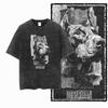 DoberUnisex Dog Vintage Graphic Printed Washed Distressed Big Size Black Cotton Unisexs Retro TShirt G