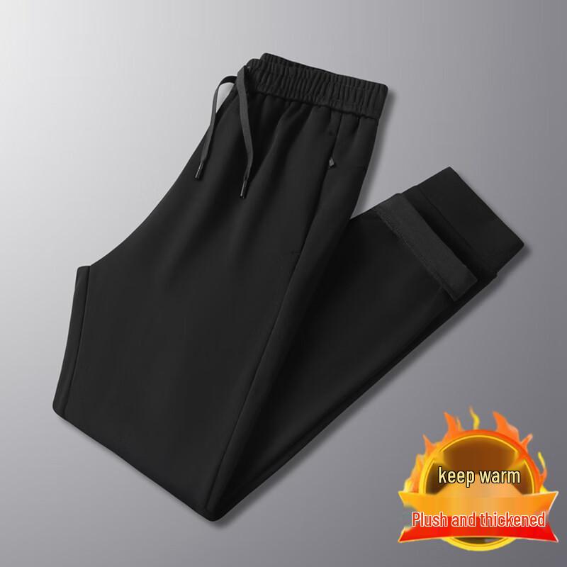 Dibenze Men's Plus Size Loose Fit Fleece-Lined Winter Jogger Pants