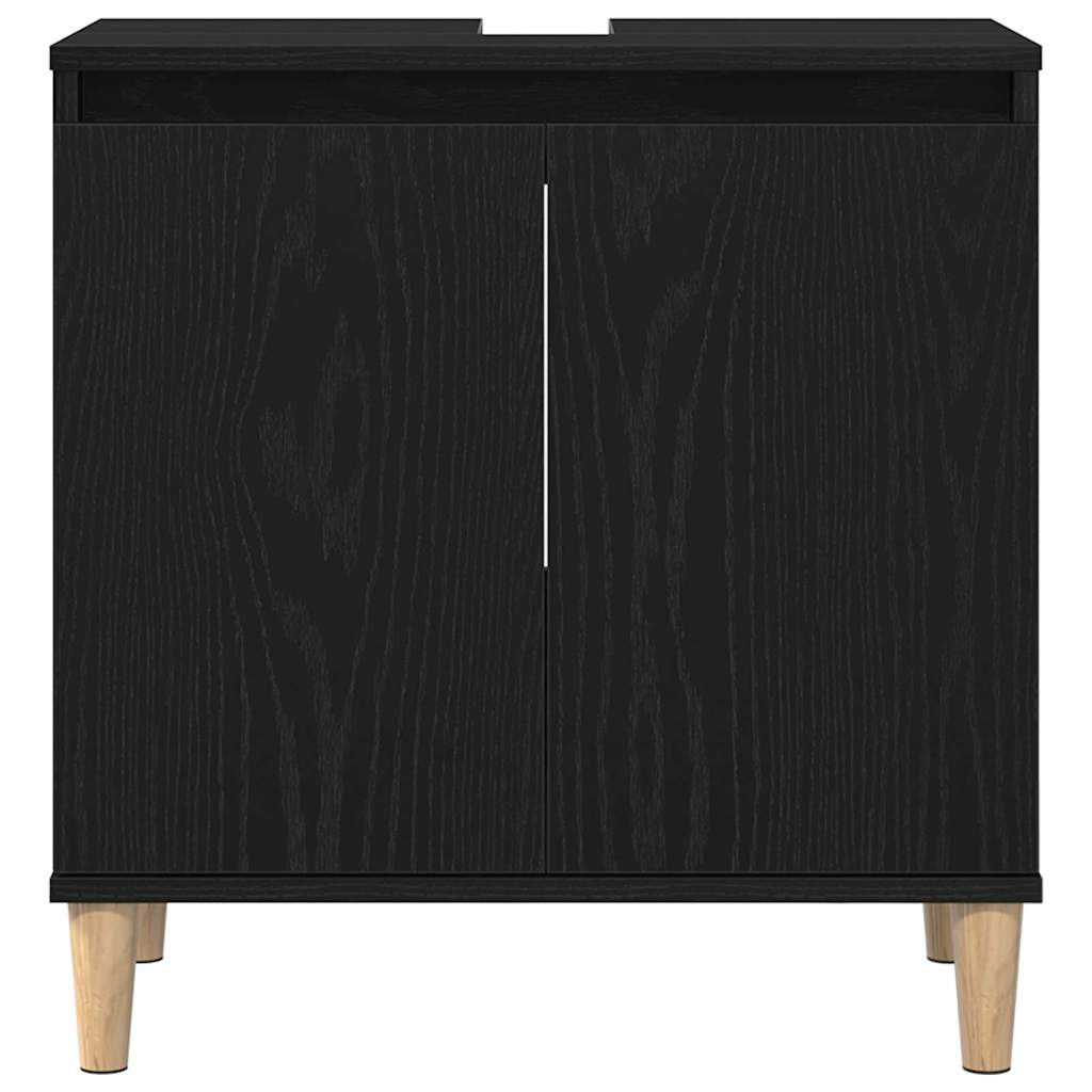 Wall Mounted Bathroom Furniture Set 3 pcs Black Oak Look