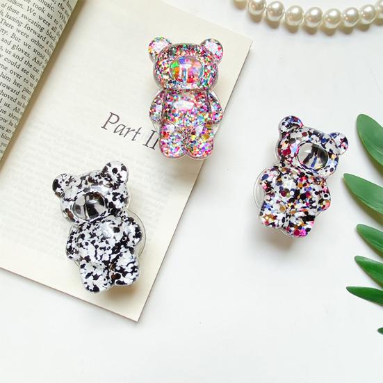 Mobile Phone Finger Foldable Epoxy Sequins Holder Cartoon 3D Cute Bear Shaped Phone