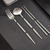Andoo Cutlery Camping Set Outdoor Cutlery Set Chopsticks Spoon Fork Set Set with Storage Case Set Lunch Box Chopsticks Box Tableware Set Portable