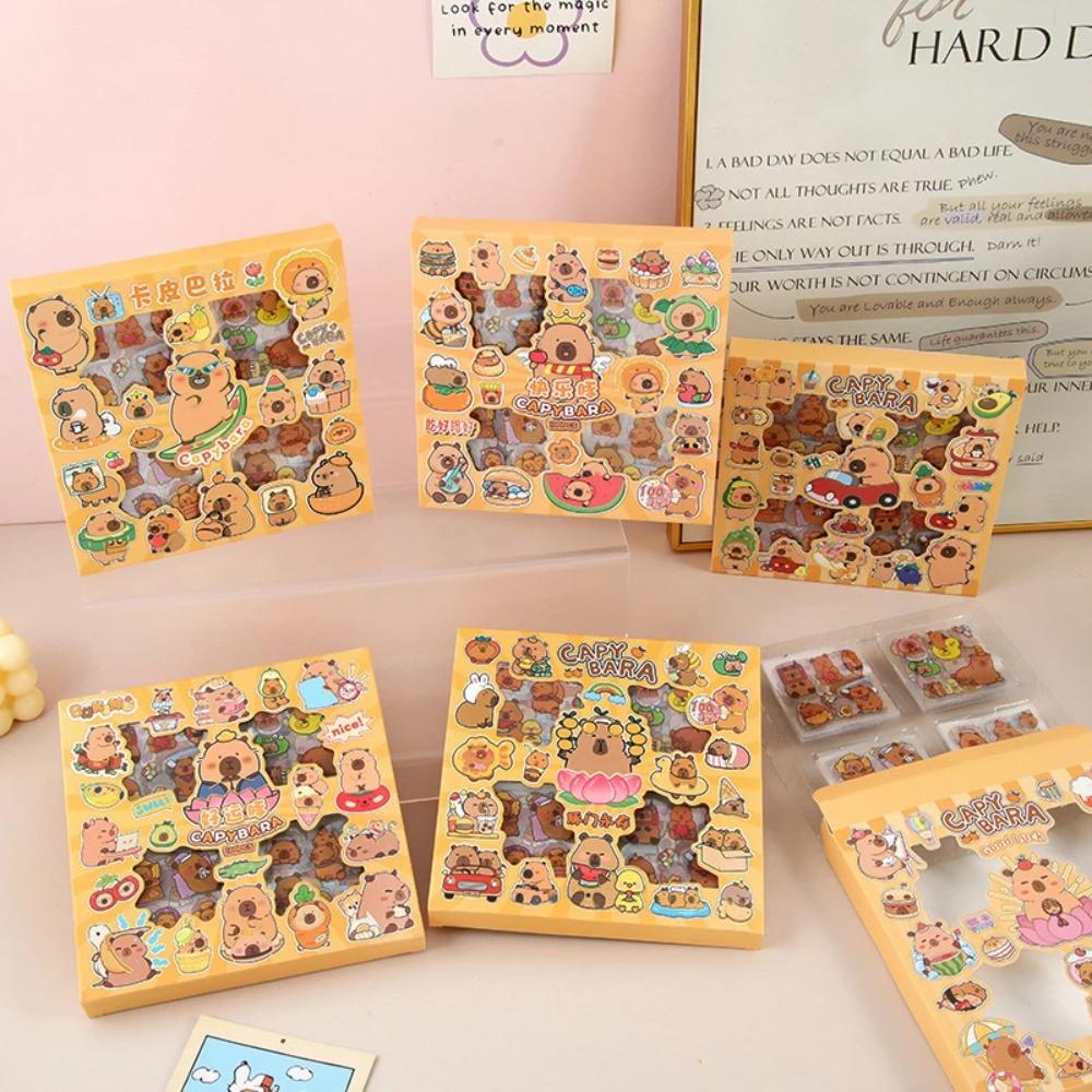 100PCS Stationery Children Sticker Cartoon Capybara Water Cup Decal  Birthday Gift