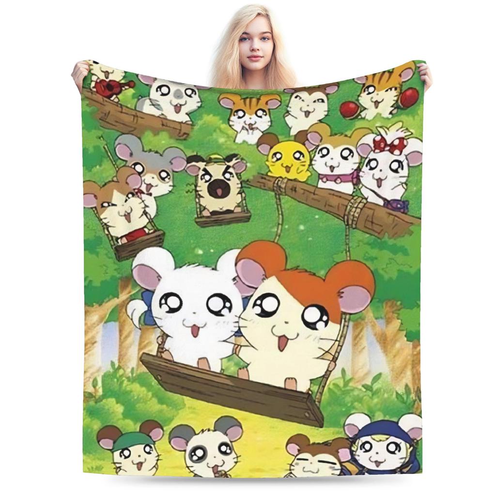 Cute Hamtaro  Warm Soft Blanket  Kids Adult Plush Throw Blanket Comfortable Couch Chair Flannel Bedspread Sofa Bed Cover