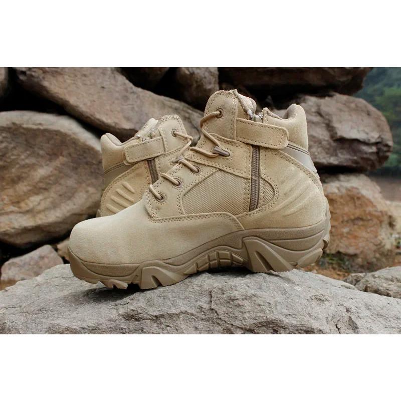 Plus Size Eu 37-47 Male Boots Outdoors Climbing Special Force Leather Waterproof Desert  Boots