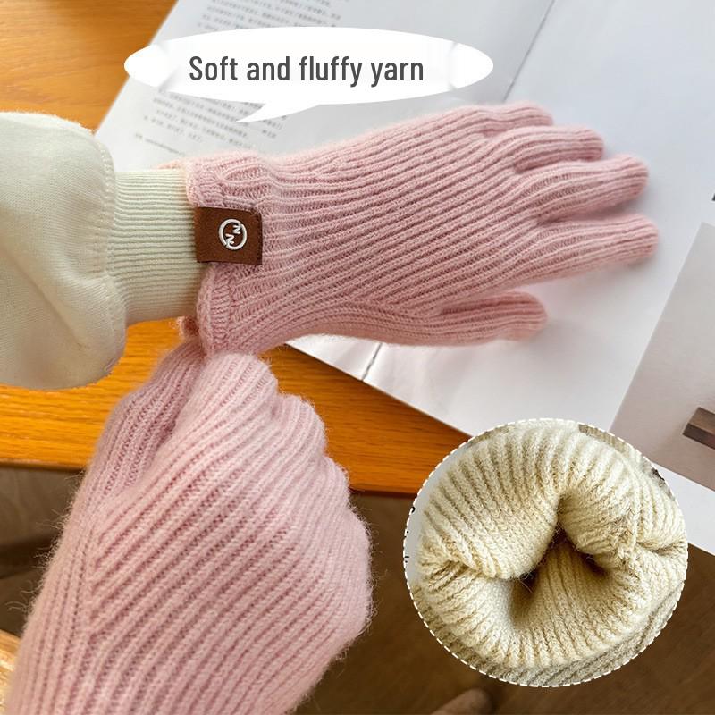 

2024 Fingerless Touchscreen Wool Gloves: Warm Lace Cashmere Knit for Autumn/Winter
