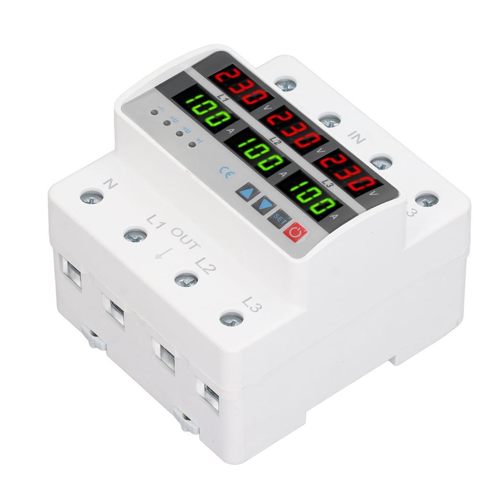 3 Phase DIN Rail Protective Device Over Under Voltage Current Limiting Self Resetting Protector AC22