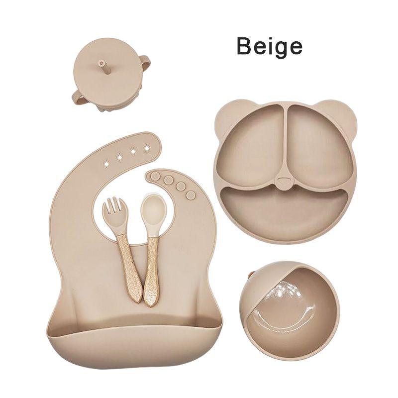 6-Piece Silicone Plate Children's Baby Tableware Set Baby Supplementary Food Bowl Supplies Food Grade Children's Supplies
