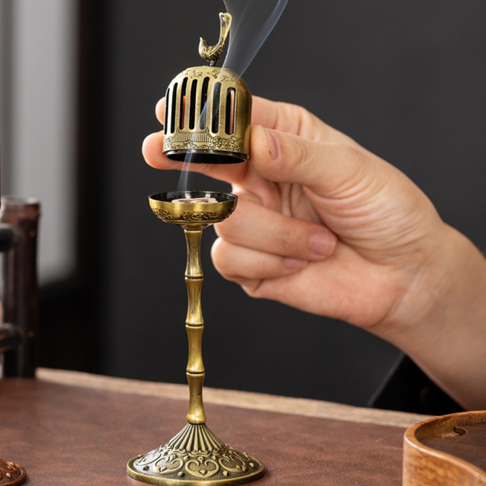 

Подставка для горелки Домашний декор Античный дизайн Сплав Элегантная с крышкой Декоративная для закрытой чайной комнаты Гостиной бронзовый