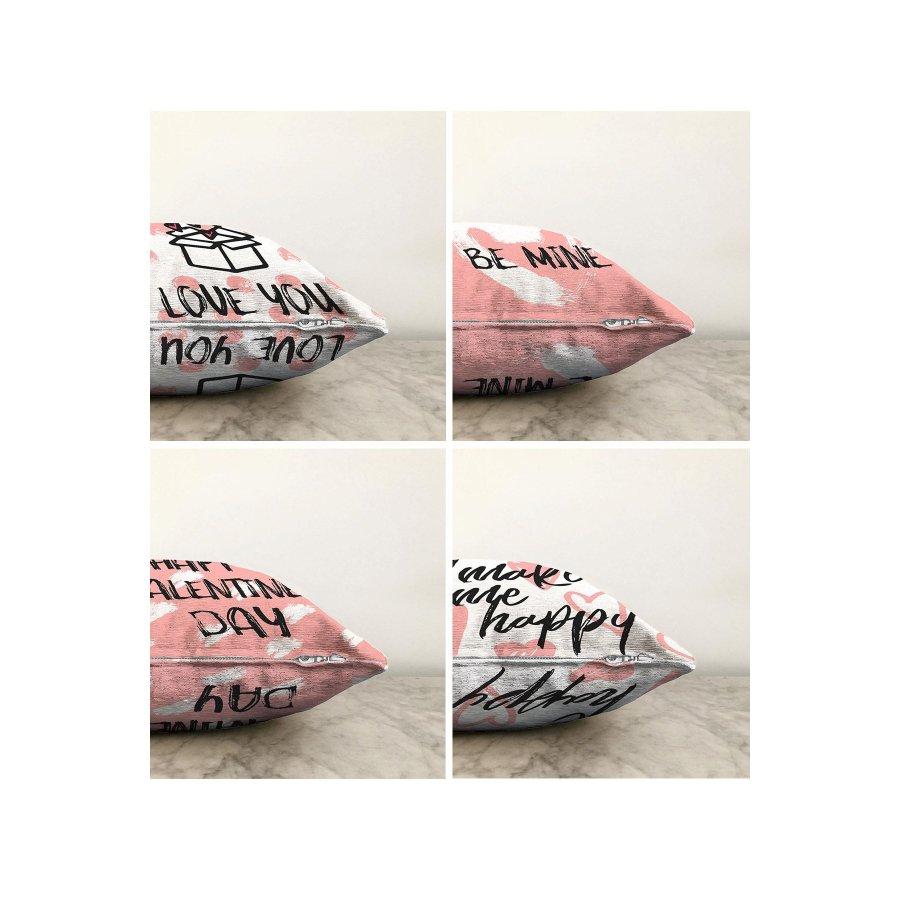 4 Pieces Valentine's Day Concept Double Sided Printed Cushion Cover Set