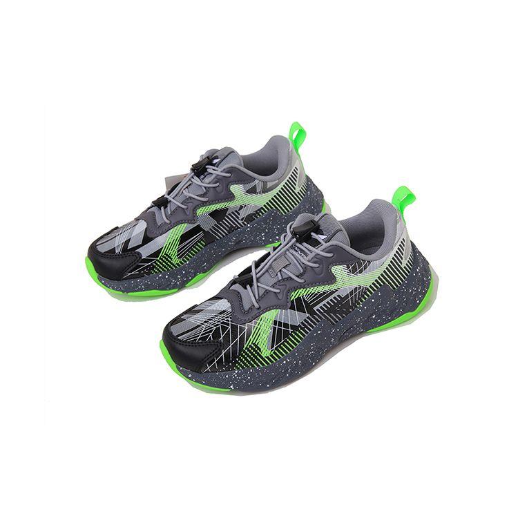 Li Ning Comfortable Versatile Non-Slip Shock-Absorbing Wear-Resistant Lightweight Casual Shoes Kids Sneakers Black Gray Green YKCS120-11