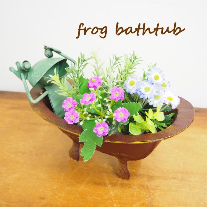 Murataya Sangyo Frog Bathtub Figurine, Approx. 23 x 22 x 15 cm, Green/Brown, 4902