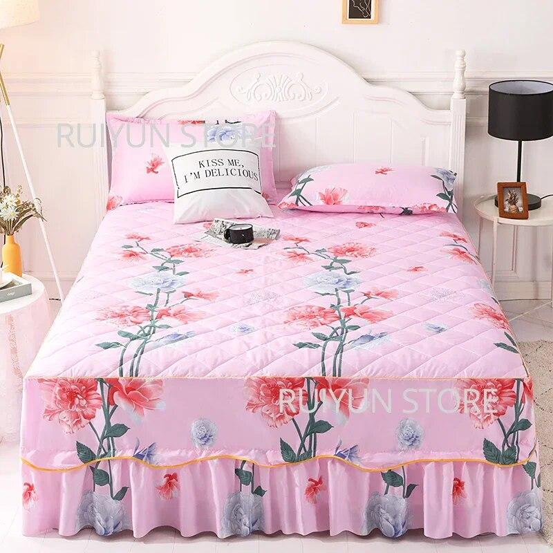 

Домашняя утолщенная юбка-кровать, удобный наматрасник, декоративная юбка с рюшами, нескользящая простыня, дышащее покрывало 1pc Skirt 150x200cm