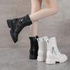 Inner Height Increasing Martin Boots Women's Spring Short Boots Casual Platform Heel Medium Boots Women's Shoes
