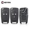 KEYYOU Flip Folding Remote Car Key Case For 2020 Chevrolet Cavalier Aveo 2 3 Button HU100 Blade Key Case Fob