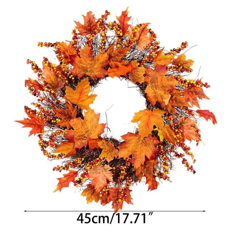Herbst-Türkranz Herbsternte-Kränze Für Haustür Herbst-Bauernhaus-Kranz Mit Beeren und Ahornblatt Für Draußen