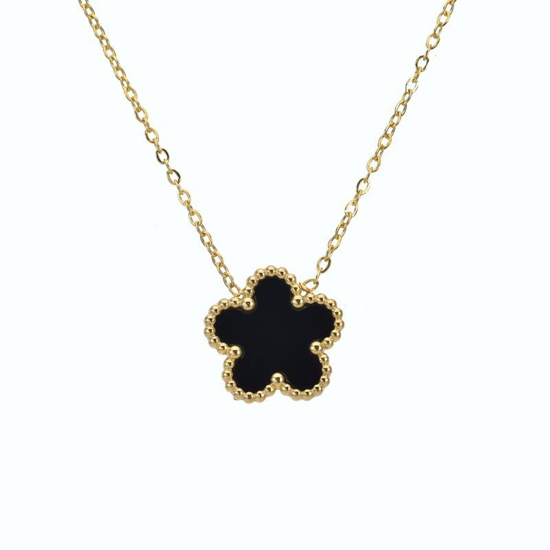Lucky Five Flowers Clover Double Sided Pendant Necklaces For Women Girls Stainless Steel Simple Fashion Jewelry Accessories