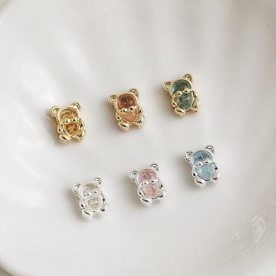 14K Gold-Filled Color-Preserving Gourd Bear Spacer Beads for DIY Bracelets and Necklaces with Cartoon Bear Crystal.
