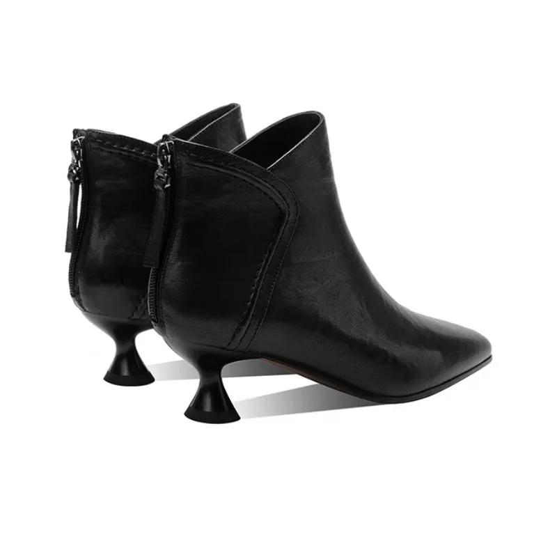 Skor Dam 2024 Hög Kvalitet Ankel Damskor Mode Blixtlås Bak Kontor och Karriär Sexiga Spetsiga Skor för Kvinnor Zapatos