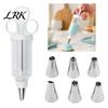 Stainless Steel Icing Tips Cake Decorating Kit, Cupcake Piping Tool with 6 Nozzles, Clear Reusable Pastry Decorator Set for Icing, Frosting, Cupcakes,