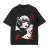 Vintage Washed Call of The Night Nazuna Anime Graphic T-shirt Men Women Printed Tee Summer Casual Fashion Clothing Tops High Quality Streetwear