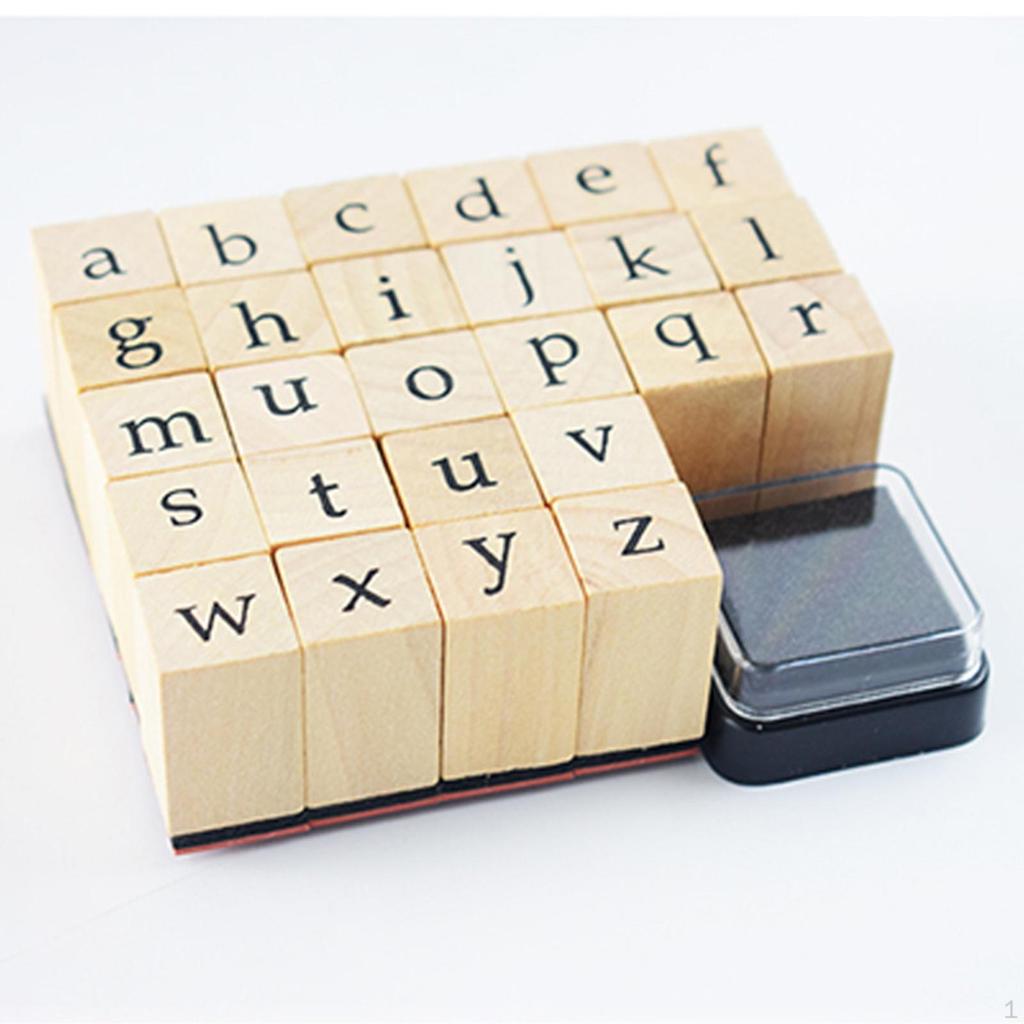 1 Set Wooden Rubber Stamps Decorative Stationery Rustic Letters Alphabets Stamp for Card Making