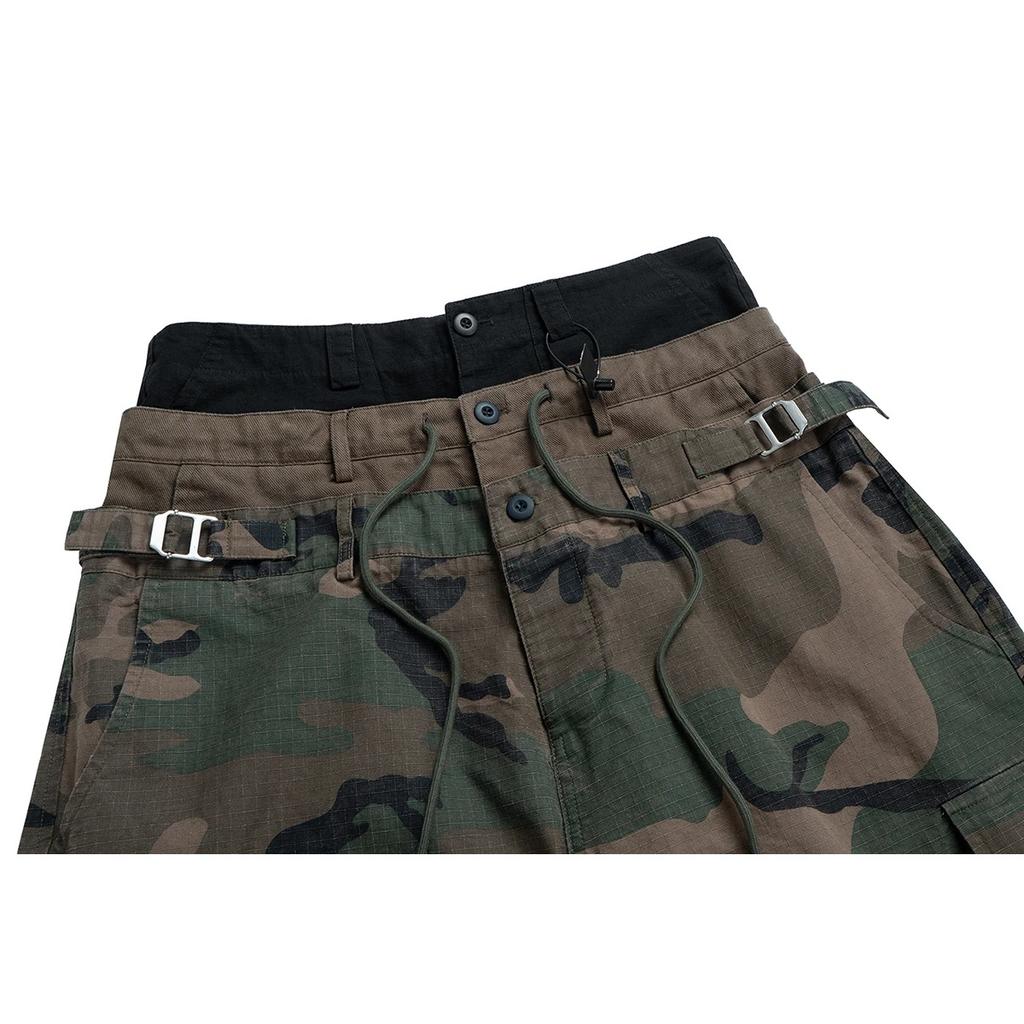 DRIPX Three Waisted Camouflage Cargo Pants for Men Streetwear Patchwork Baggy Jeans Wide Leg Casual Loose Denim Trousers Oversized