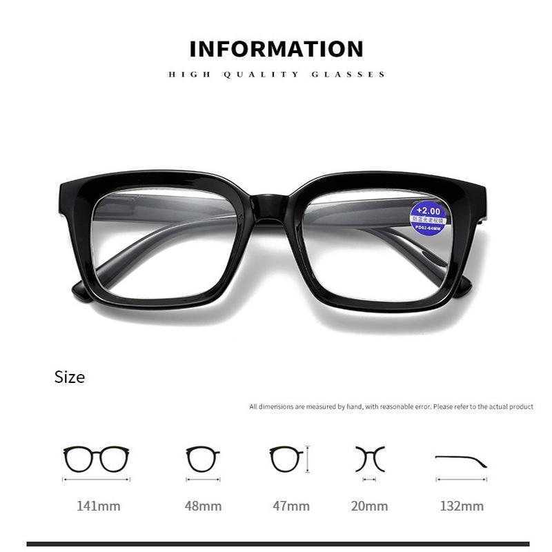 New Women Fashion Reading Glasses Large Frame Anti Blue Light Trendy Eyewear Suitable Reading Books Viewing Computer Eyeglass