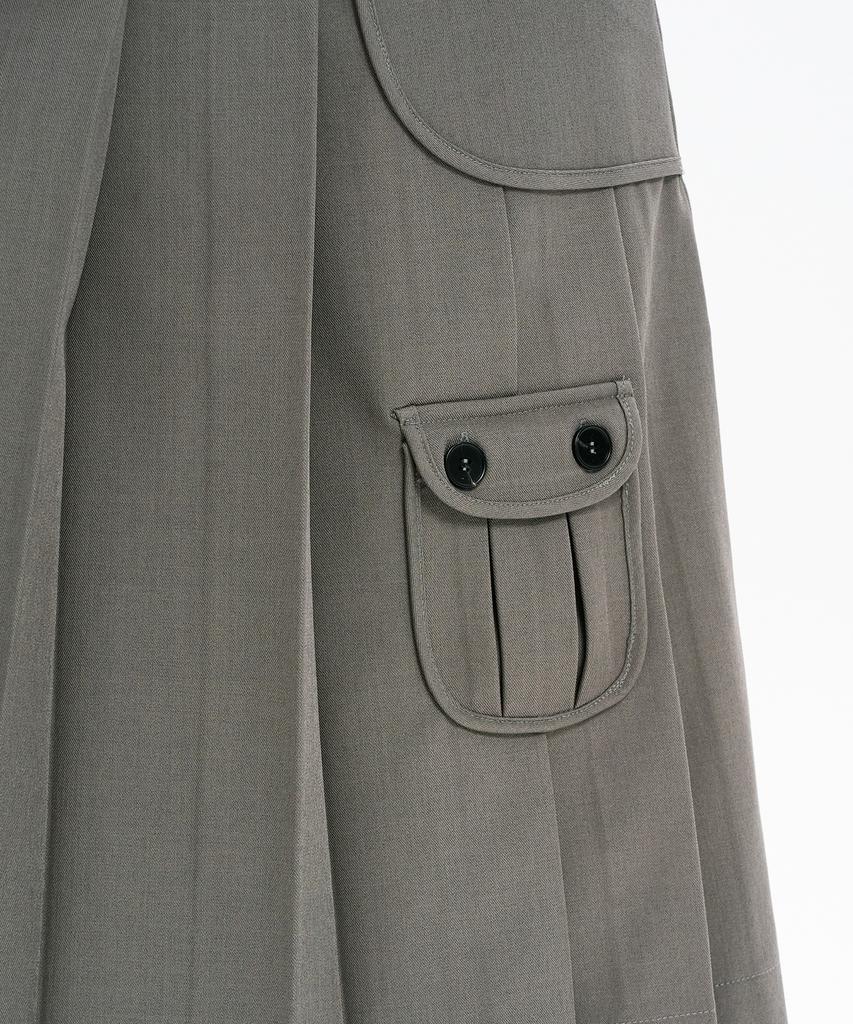 Hanahi Low Pocket Pleated Skirt Gray
