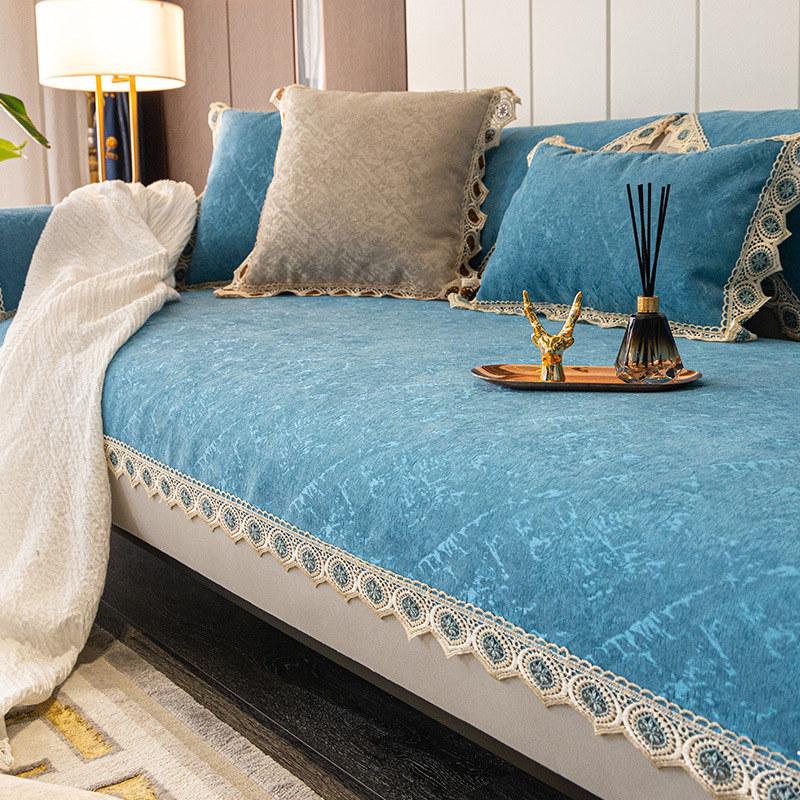 Lace Chenille Textured Sofa Covers for Living Room 3 Seats Luxury Couch Slipcover L Shape Chair Loveseat Cover Non-slip