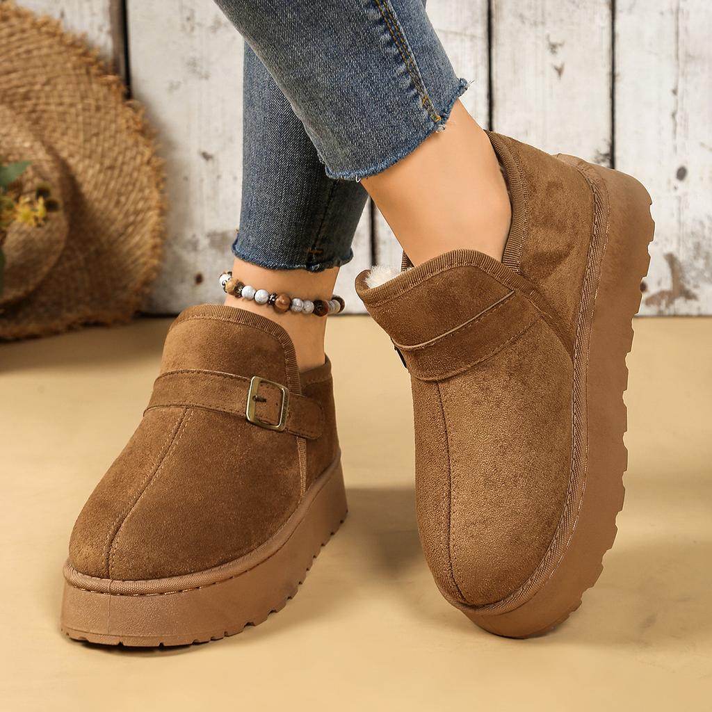 Women's Wide Width Platform Snow Boots, Plush Lined Height Increasing Winter Shoes, Non-Slip Arctic Booties for Women