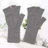 Unisex Knitted Half Finger Gloves Long Wrist Fingerless Gloves for Women Men Winter Black Warm  Workout Cycling Gloves