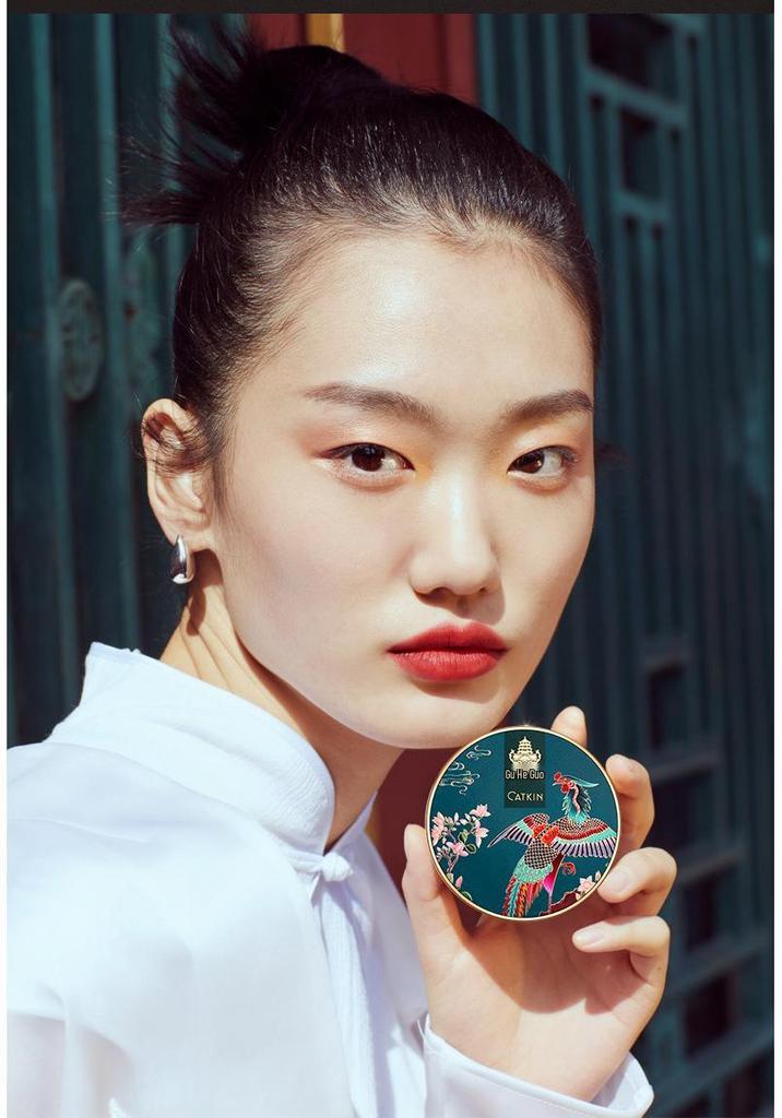 BB Cushion Giardino CATKIN x Heiqing: Controllo dell'olio, Lunga tenuta, Idratante, Non sbava, Non forma grumi, Stile cinese per donne.