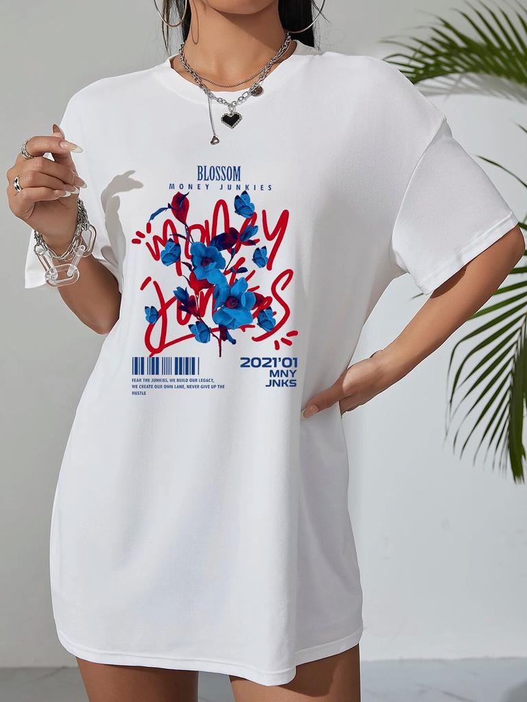 Gothic Blossom Unisexga Women T-shirts Y2k Hip Hop Short Sleeve Tees Shirts Oversized Loose Summer Cotton 100% T Shirts Clothes