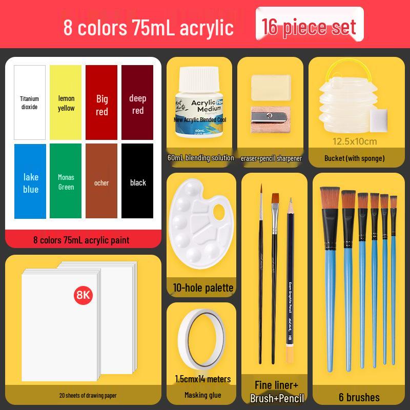 Montmartre 75ml Waterproof Non-Fading Acrylic Paint Set: Perfect for Children’s Textiles and Art Projects, Sunscreen Formula