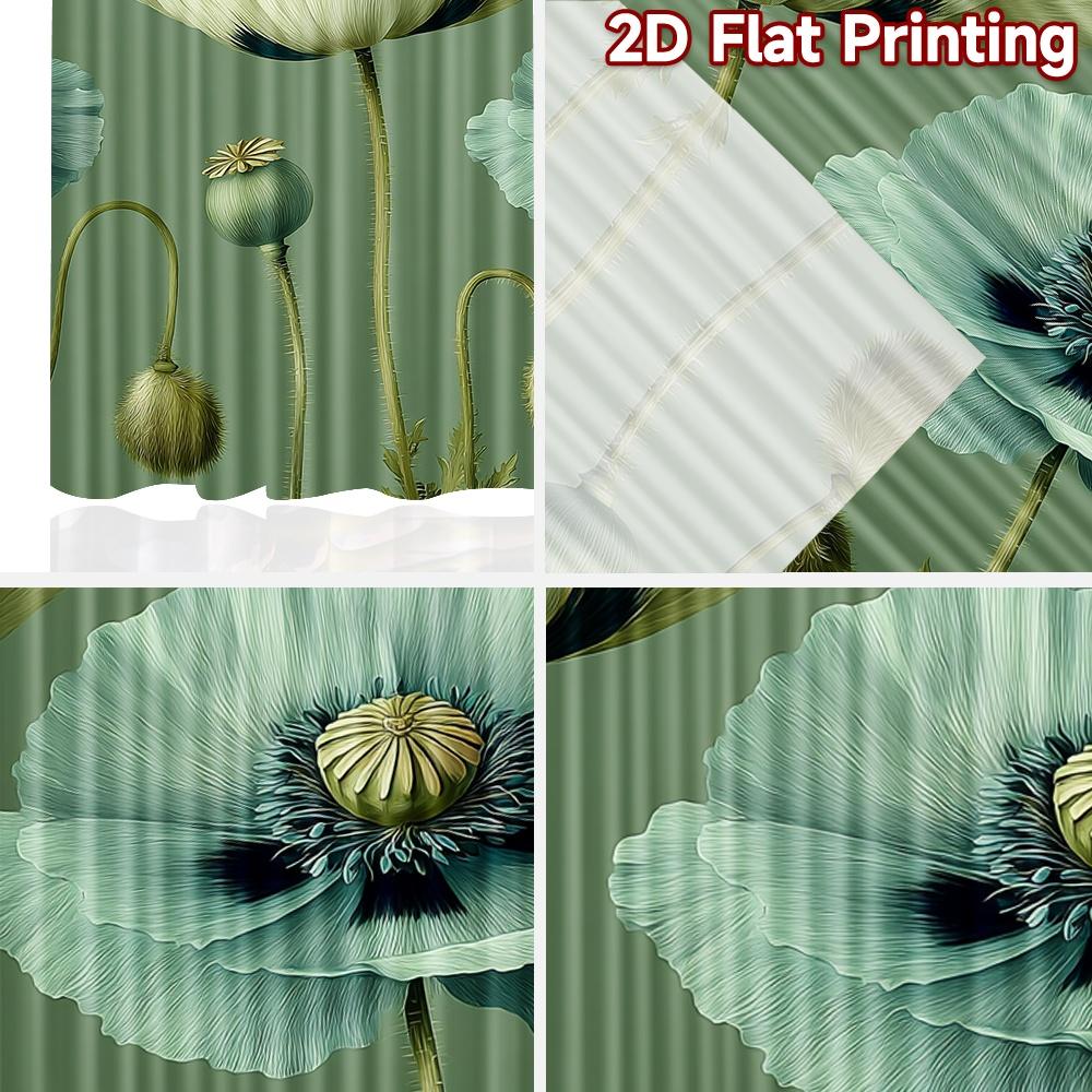 Set Of 2 Flat Printing Curtains Without Rod Floral Spring Design New Year Holiday Digital Versatile Curtain Polyester